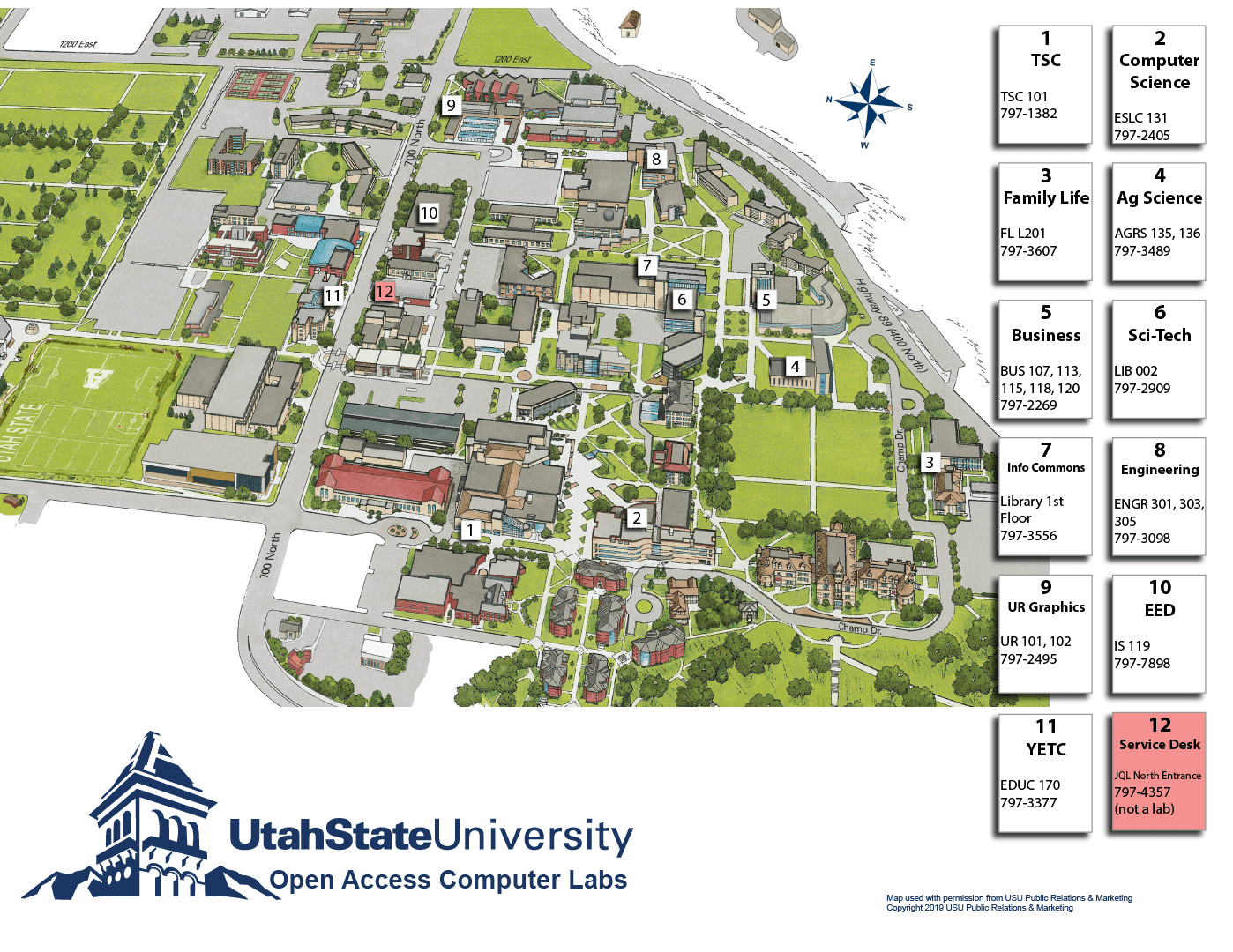 Utah State University Campus Map Lab Map | IT Computer Labs | USU
