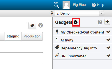 Highlighted gear cog icon in the sidebar menu.