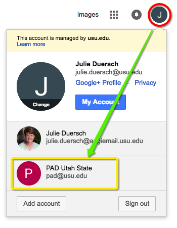 Click on the user icon and find or add the account associated with your calendar