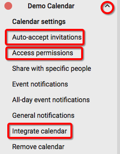 auto-accept invitations, access permissions, and integrate calendar