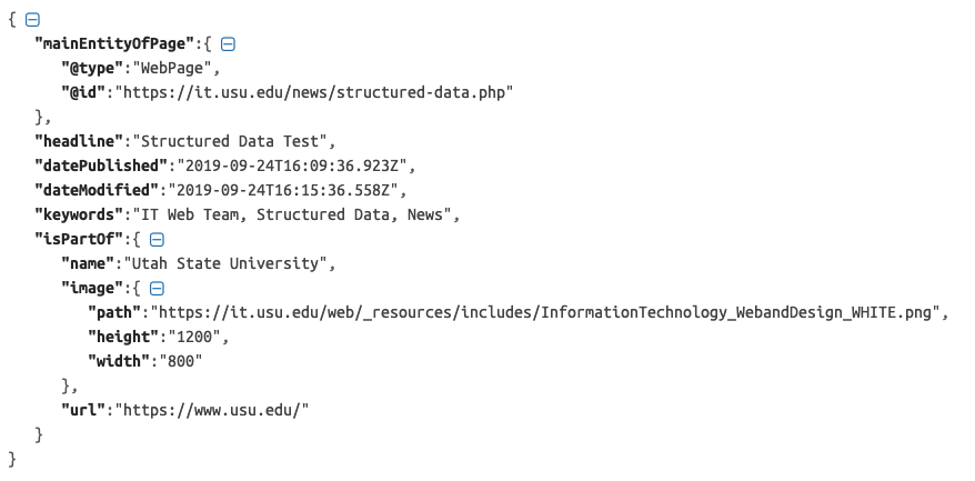 JSON output from News Article structured data