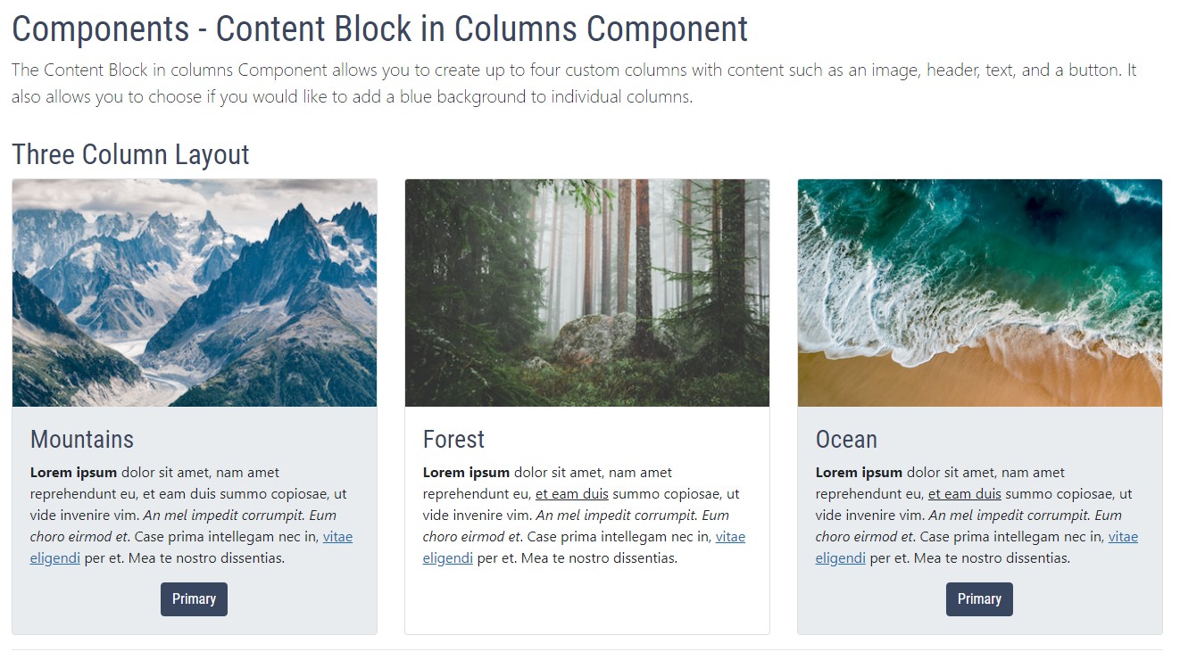 content block in columns
