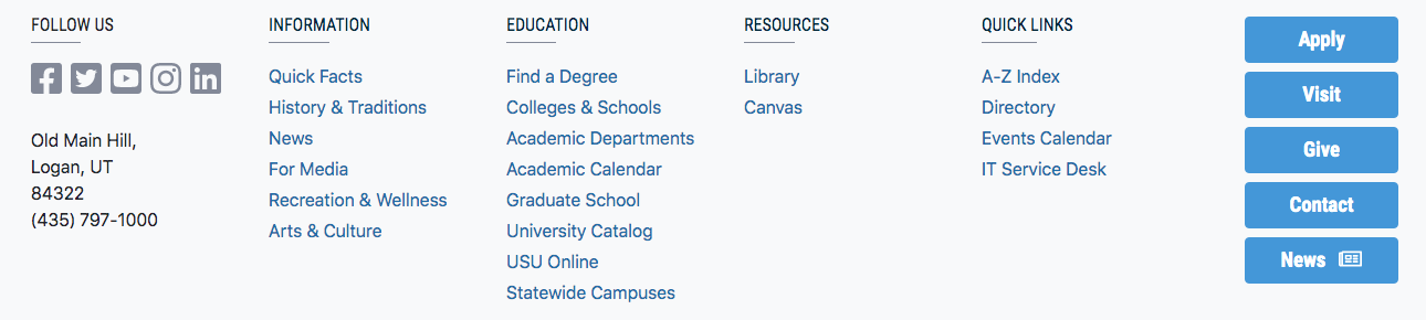 College of Science footer example