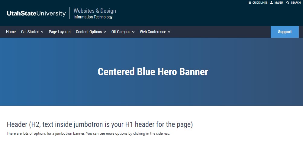 hero banner centered