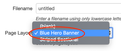 Blue Hero Banner page layout option