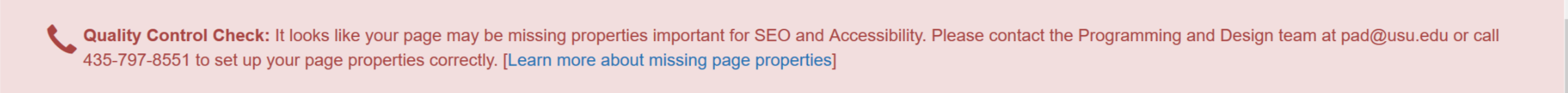 Quality Control Check:  You are missing important page properties for SEO and Accessibility